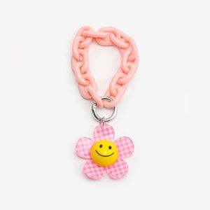 Keychain with Smiley Flower Pendant